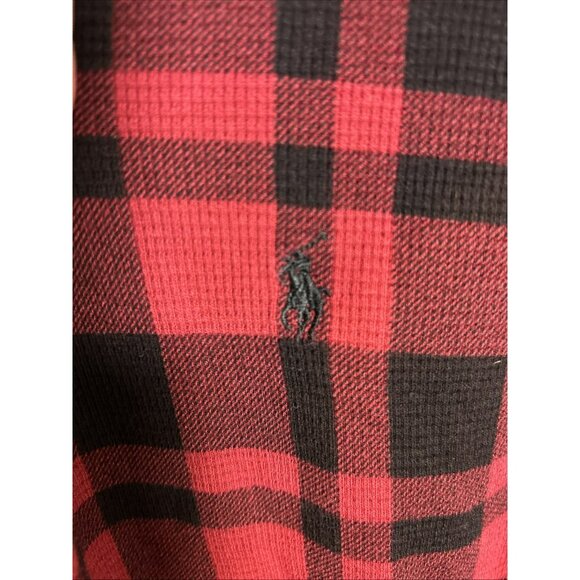Polo Ralph Lauren Men's Medium Thermal Waffle Knit Shirt Buffalo Plaid - Picture 3 of 5